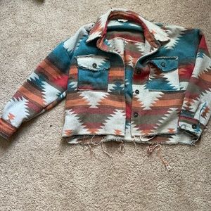 Aztec print shacket